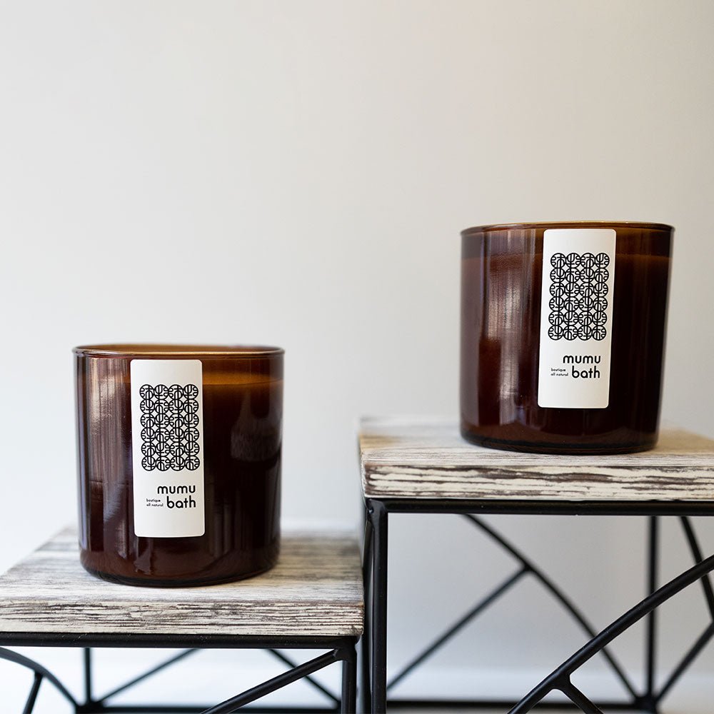 Luxe Natural Scented Candle in Amber Jar - Mumu Bath