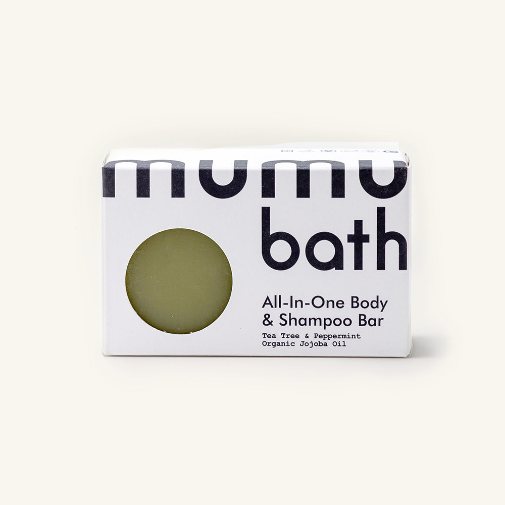 All-In-One Body & Shampoo Bar with Tea Tree, Peppermint and Organic Jojoba Oil. Soaps made by Mumu Bath