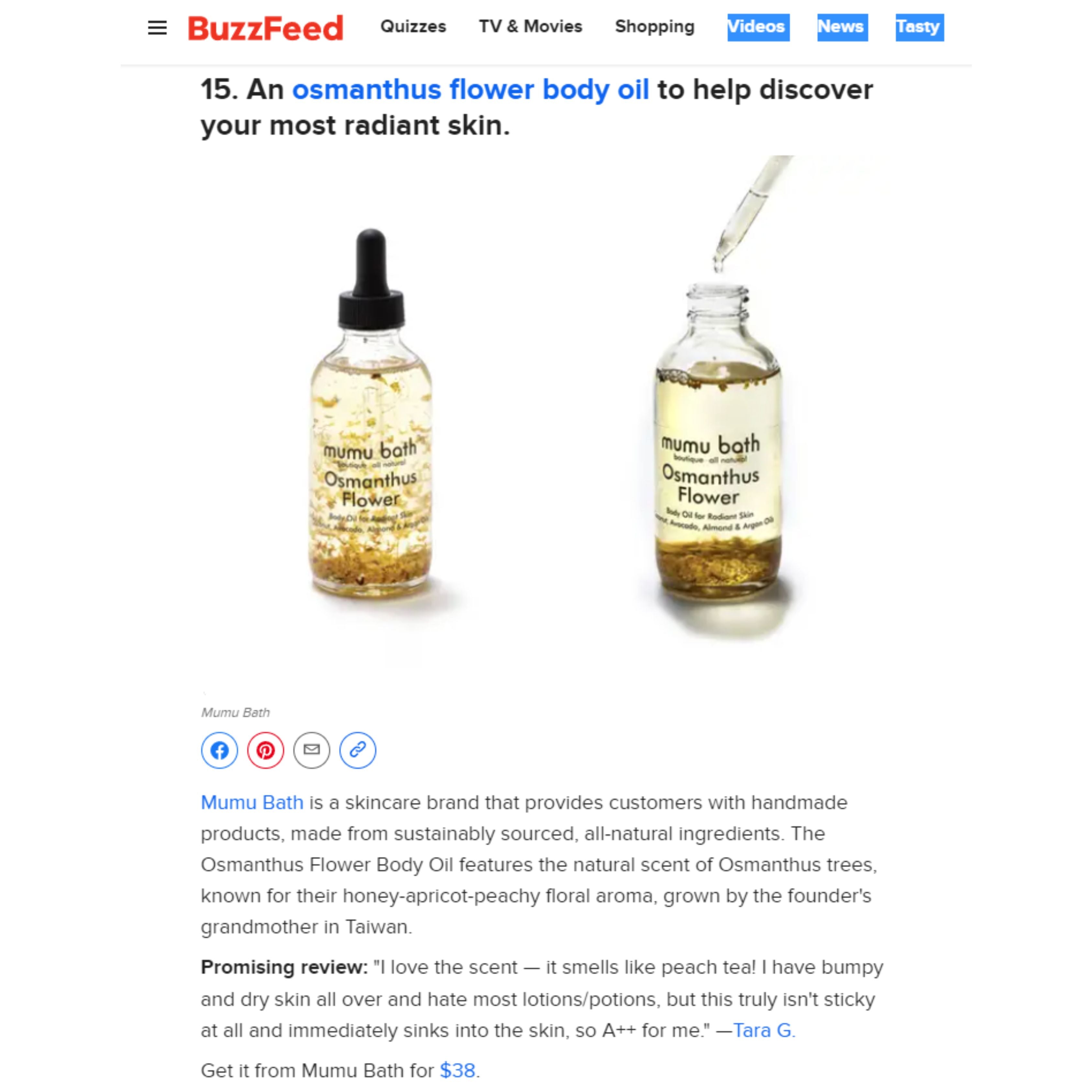 Osmanthus Flower Body Oil - Mumu Bath